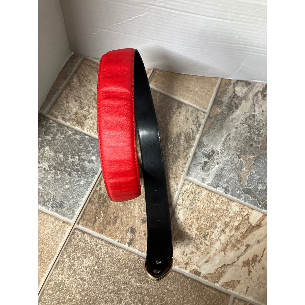Absolutely Fresh‎ Genuine Bonded Leather Red Black Reversible Belt Mens Womens M